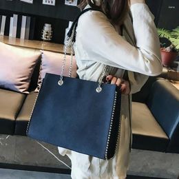 Bag 2024 Fashion Solid Colour Rivets Shopping Women Big Capacity Handbag Pu Leather Lady Travel Shoulder Top-handle Bucket