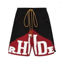 Men's Shorts High Street Men Women 1:1 Alphabet Print Drawstring Beach Beauty Tide Stitching Casual Five-point