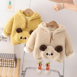 Jackets Baby Particles Fleece Hoodies Winter Infant Sweatshirts Boys Girls Padded Warm Jacket Kids Cute Pocket Pullover Outerwear