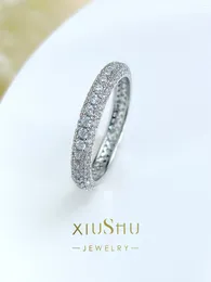 Cluster Rings Fashionable And Luxurious Full Diamond Inlaid Ring With Inset Style Niche Daily Wear 925 Silver High Carbon Diamonds