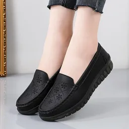 Casual Shoes Genuine Leather Pregnant Women Loose One Pedal Women's Moccasins Botton Width Flat Loafers