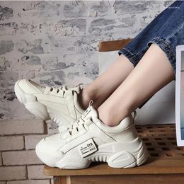 Fitness Shoes Fashion Women Platform Lace-up White Sneakers Comfortable Leather Cool Chunky Basket Round Toe Vulcanised Spring Winter