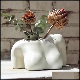 Vases Home Decor Garden BustButtocks Scpture Vase Resin Sexy Body Flower Pot Living Room Decoration Nordic Female Art Ornament Dr8695427