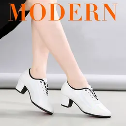 Dance Shoes Latin Women Adult Soft Professional Leather Square Folk Social Modern Sneakers Ventilation Gradient Color