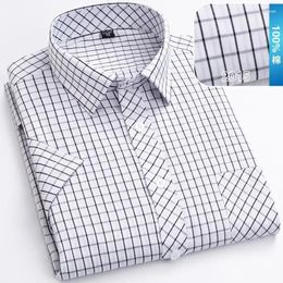 Men's Casual Shirts Arrival Men Loose Short Sleeved Large Thin Summer Pure Cotton Stripe Smart Plaid Fashion Plus Size M-8XL