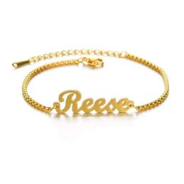 Personalised Name Bracelet 18K gold plated Stainless Steel Chain Custom Bangle Handmade Men Jewellery For Women Baby Gift 240417