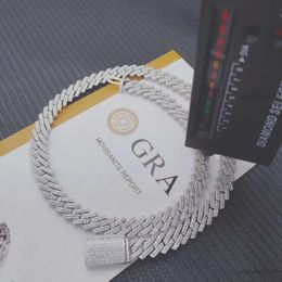 Kubanische Halskette Pass Diamond Test 8-14 mm breit Gra Moissanit Diamant 18K Gold Sterling Silber Kubanische Verknüpfungskette für Männer Hip Hop Halskette