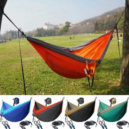 Hammocks Upgrade Camping Hammock Outdoor Tourist Hanging Hammocks Portable Parachute Nylon Hiking Hammock For Backpacking Travel