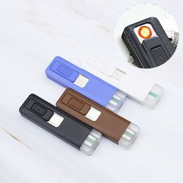 Yq032 ABS Plastic Pull Down Cigarette Lighter Simple Packaging USB Rechargeable Lighter Windproof