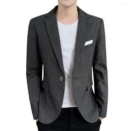 Men's Suits Men Suit Coat Single Button Plaid Lapel Cardigan Wedding Long Sleeves Slim Garment Work Wear