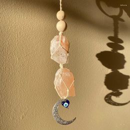 Decorative Figurines Handmade Cotton Woven Wall Decoration Himalayan Salt Stone Healing Crystal Hanging Pendant Home Decor Car Interior