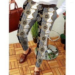 Men's Pants Men Business Casual Trousers Retro Pattern Print Long Mens Spring Autumn Fashion Streetwear Vintage Clothing