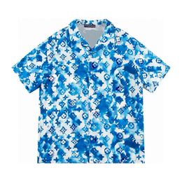 Summer men's T-shirt Designer printed button cardigan silk short sleeve top High quality fashionable men's swimming shirt series beach shirt European size M-3XL RE20