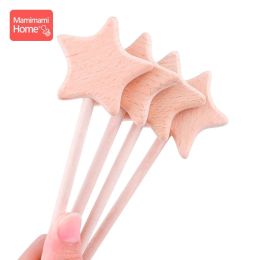 Blocks 50pc Baby Wooden Teether Beech Rodent Star Toys Diy Baby Moon Heart Magic Sticks Chewable Teether Baby Play Gym Childrend Goods