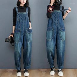 Women's Jeans Jumpsuit 2024 Women Casual Onesize Spaghetti Strap Loose Romper Overalls Pocket Summer Fashion Commuting YC86