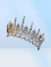 Himstory Noble Beauty Princess Tiara Cubic Zircon Wedding Bridal Crown Rhinestone Pageant Crown For Brides Headbands6179002