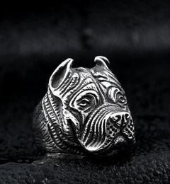 Men039s Vintage Stainless Steel Ring Viking Pitbull Bulldog Gothic Pug Dog Head Totem Amulet Punk Animal Jewellery for Men Boys9503136