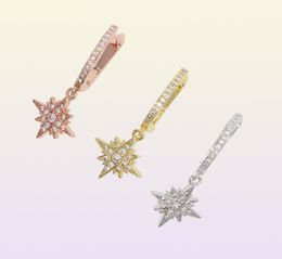 High quality statment Crystal Star Zircon Earrings drop dangle snowflake pendent earrings elegent 3 colors jewelry for party5799636