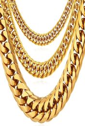 U7 Men Thick Chain Necklace Gold Chain 691M Miami Cuban Chain Necklace 14quot30quot Stainless Steel y Necklace N453 2202127670861