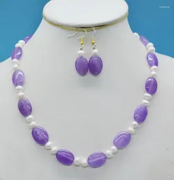 Necklace Earrings Set Exquisite! Natural Brazilian Semi-precious Stones. Pearl. Classic Ladies Necklace. Earring 18"