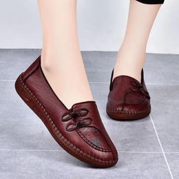 Casual Shoes 2024 Spring Sneakers Women Leather Loafers Comfortable Mom Slip-On Flat