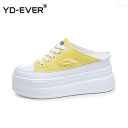 Fitness Shoes Canvas Women Platform Wedge High Heel Casual Lace Up Slippers Hight Increasing Sneakers Pumps 5gd