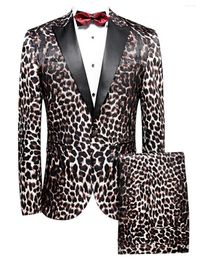 Men's Suits Leopard Grain 2-Piece Suit One Button Jacket & Trousers