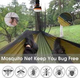 Hammocks Anti Outdoor Camping Hammock With Mosquito Net 2 Person Rain Cover For Tourism Outside Furniture Accessories Portable Hammock