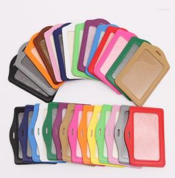 Keychains Lot 100pcs 12color DIY ID Card Credit Holder PU Business Badge Mixed Color1850642