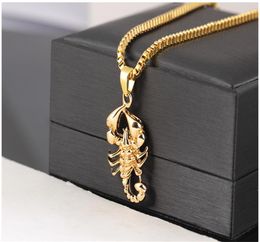 Hiphop Rock Necklaces Men Animal Stainless Steel Lion Scorpion Pendant Gold Chain Fashion Jewelry3951051