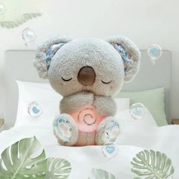 Breathing Koala Baby Sleep and Playmate Koala Musical Stuffed Plush Toy with Light Sound born Sensory Comfortable Baby Gifts 240422