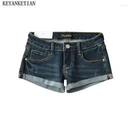 Women's Jeans KEYANKETIAN 2024 Launch Y2K Zipper Low-rise Denim Shorts Spicy Girl Hemming Design Sexy Club Leggings