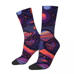 Women Socks Colourful Space Print Nebula Haze Kawaii Stockings Men Comfortable Cycling Spring Custom Anti Bacterial