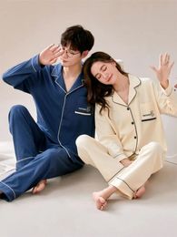 Couple Sleepwear Pijama Womens Pajamas Women Offer Pajama Man Sets Warm Winter Nightwear Ensembles Pyjama Pour Femme Cotton 240428