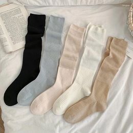 Women Socks Combed Cotton For Spring And Autumn Grey Mid-leg Stockings Worn With Small Leather Shoes Outside The Street