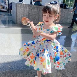 Girl Dresses Cartoon Print Toddler Dress Summer Baby Princess Vestidos Children Clothes Cotton Kids Tutu Infant Outfits For Girls 1-7Y