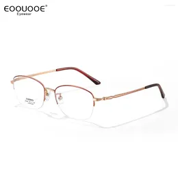 Sunglasses Frames Women Glasses Frame Half Design Pure Titanium Eyeglasse Vacuum Plating Myopia Hyperopia Eyewear Prescription Spectacle 7g