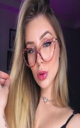 Crystal Frame Clear Lens Glasses Women Vintage Retro Cat Eye Glass Pink Female Optical9846520