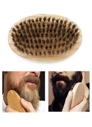 Beard Brush Boar Bristle Hair Hard Round Wood Handle Antistatic Boar Comb Hairdressing Tool For Men Beard Trim Customizable DBC V9369280