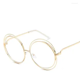 Sunglasses Large Rim Round Frame Women's Real Film Plain Glasses