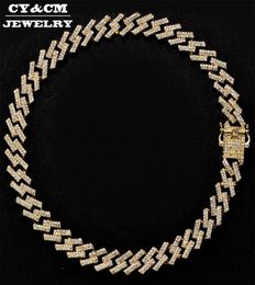 15mm Iced Out Prong Cuban Link Chains Gold Silver Necklaces Choker Bling 15mm Crystal Rhinestones Hip Hop for Mens Necklace6017128