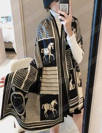 Autumn and winter imitation cashmere scarf style pattern thickened oversized shawl doublesided dualpurpose warm Bib pashminas wh298640237