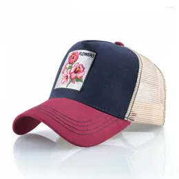 Ball Caps Fashion Rose Flower Baseball Cap Men Women Snapback Mesh Hats Summer Outdoor Sport Trucker Breathable Visor Bone
