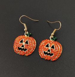 Stud Fashion Halloween Earrings Full Crystal For Girls Rhinestone Pumpkin Charms Women Jewellery Gift 1Pair2790397