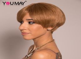 Short Bob Pixie Cut Wig 27 Colour Wigs Non Lace Wig With Bangs Brazilian 100 Human Hair Full Machine Made For Women You May2274594