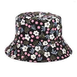 Berets Beach Outfit Ladies Men And Women Casual Summer Printed Outdoor Double Sided Flat Top Sunshade Bucket Hat S