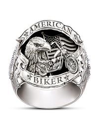 Februaryfrost Brand Carved Words American Biker Men Ring Motorcycle dom Eagle Animal Jewelry Hip Hop Rock Gift For Boyfriend P6698148