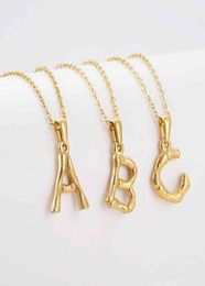 Necklace Star same style Hip Hop 18k Gold Plated Stainless Steel Metal Bamboo 26 Alphabet Az Minimalist Womenmen Initial Letter 6413049