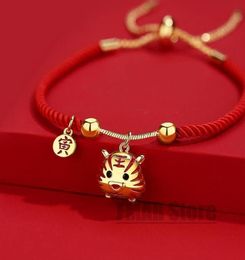 Charm Bracelets 2022 Lucky Chinese Year Tiger Rope Red String Handmade Couple Bracelet Gift Jewelry Adjustable Ethnic6426900