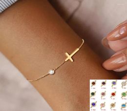 Charm Bracelets Birthstone Bracelet Minimalist For Women Dainty Religiou Gift Her 18k Gold Plated Holy Communion BraceletsCharm Fawn227026698